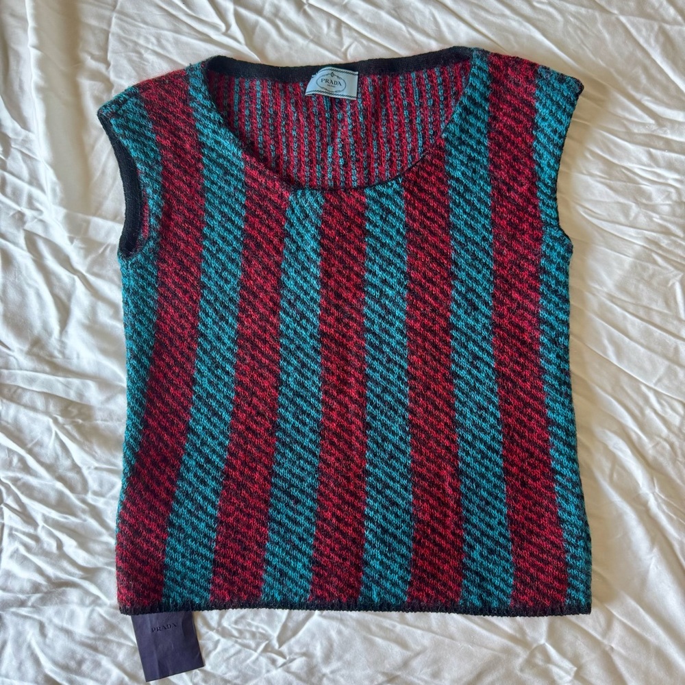 SOLD - Prada FW 2013 - Mohair Striped Sweater Tank - IT 42